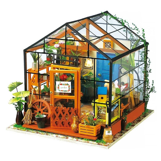 Robotime DIY Doll House With Furniture Children Green Miniature Dollhouse Wooden Kits Assemble Toy Xmas Brithday Gifts