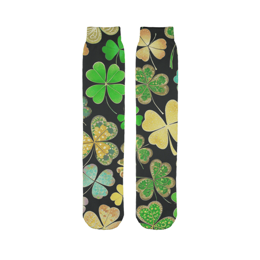 Womens Boho Vintage 4-Leaf Clover Sublimation Socks