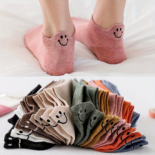 10 Pairs Embroidered Ankle Socks, Simple & Comfy Low Cut Socks, Women's Stockings & Hosiery - AIBUYDESIGN