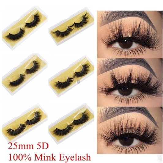 100% Mink Eyelashes 25mm Wispy Fluffy Fake Lashes - AIBUYDESIGN