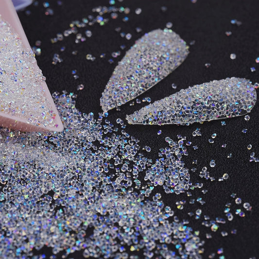 10000Pcs Pixie Nail Crystals Rhinestones-Micro Nail Beads 1.2mm Mini Glass Dust Nail Jewels-Tiny Small Gems Stones Iridescent Shine-Charms Accessories For Nail Art (Clear AB) - AIBUYDESIGN