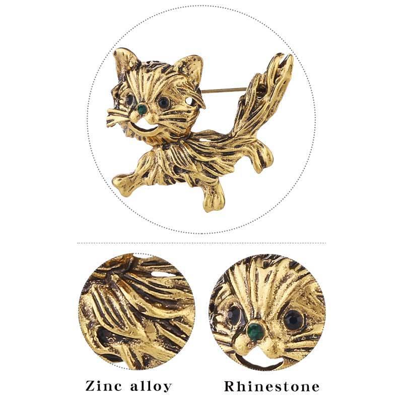 Retro Cute Cat Metal Brooch Animal Pins