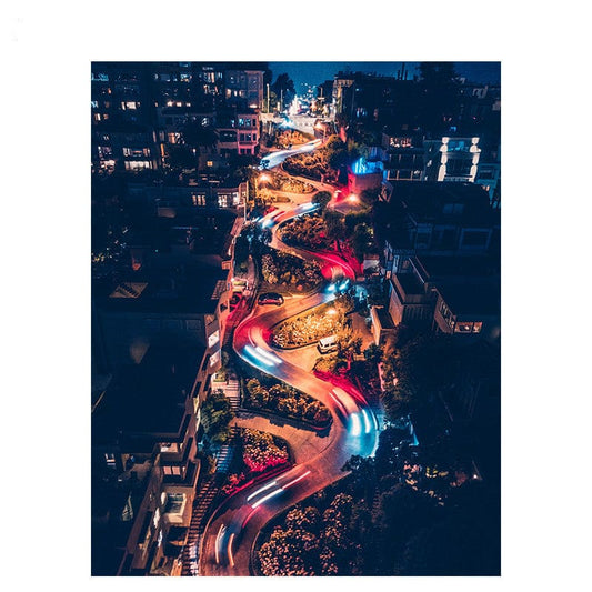 Paint By Numbers City Night Road Top View