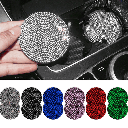 2pcs Rhinestone Cup Holder Coaster - Anti-Slip, Shockproof, and Fashionable Drink Mat for Cars