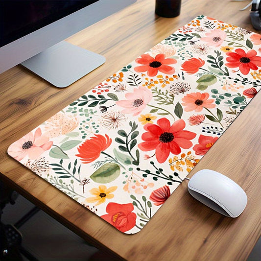 Upgrade Your Gaming & Office Experience with This 1pc Long Flower Pattern Mouse Pad!