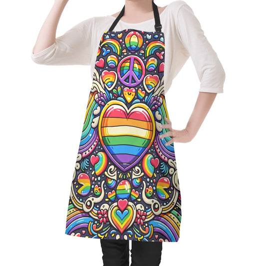 Cute Arsty Colorful Rainbow Hippy Symbol Print Apron