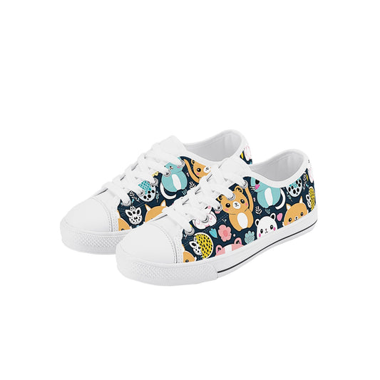 Kids Cute Furry Kawaii Characters Low Top Canvas Shoes