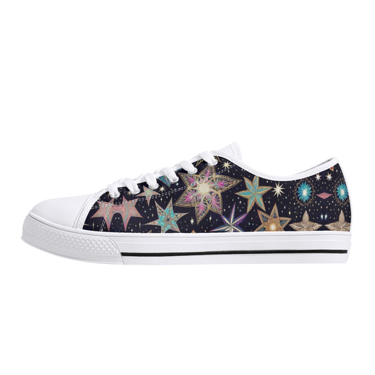 Womens Vintage Colorful Starry Sky Lightweight Low Top Canvas Shoes