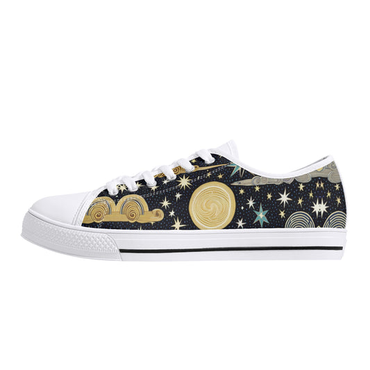 Womens Vintage Starry Night Sky Print Lightweight Low Top Canvas Shoes