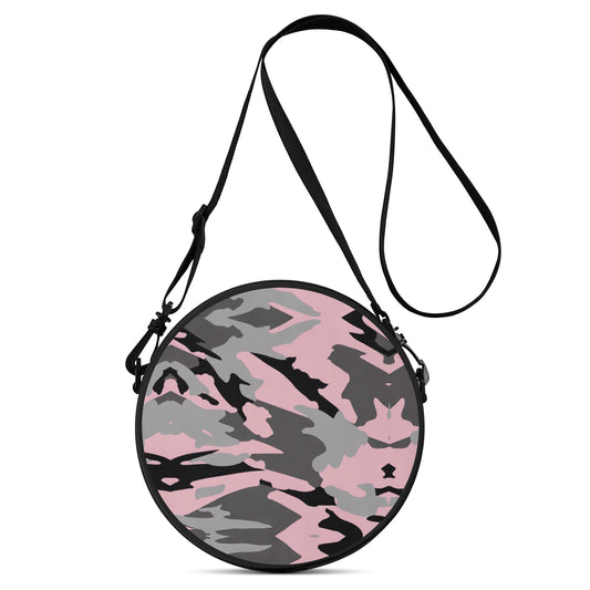 Artsy Pink & Gray Modern Camo Round Satchel Bag