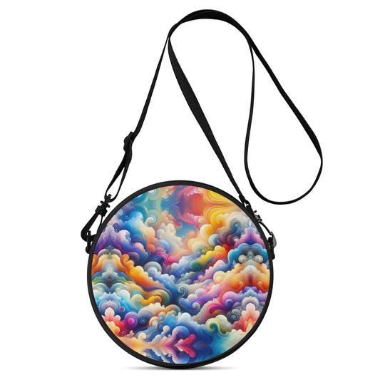 Colorful Cloudy Sky Dreamscape Round Satchel Bag
