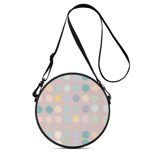 Artsy Pastel Poka-Dot Print Round Satchel Bag