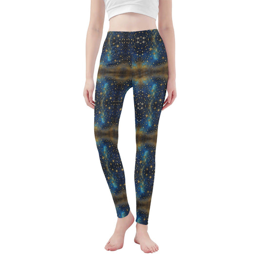 Womens Psychedelic Starry Blue Sky Soft Legging Yoga Pants