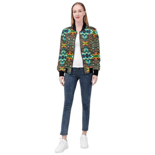 Womens Tie-Dye Steampunk Fusion Zip Up Print Bomber Jacket