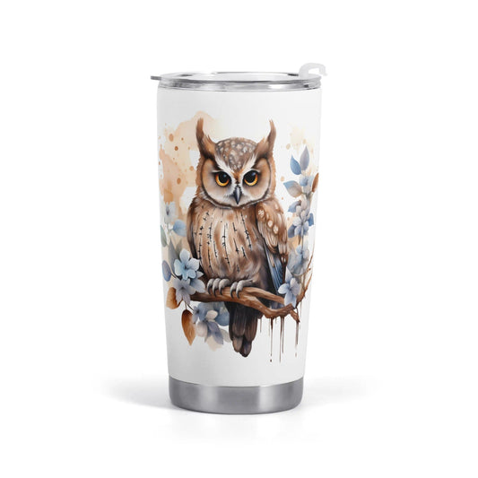 Adorable Flowery Watercolor Owl All Over Printing Car Tumbler 20oz