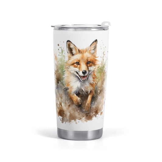 Excited Prancing Watercolor Fox All Over Printing Car Tumbler 20oz