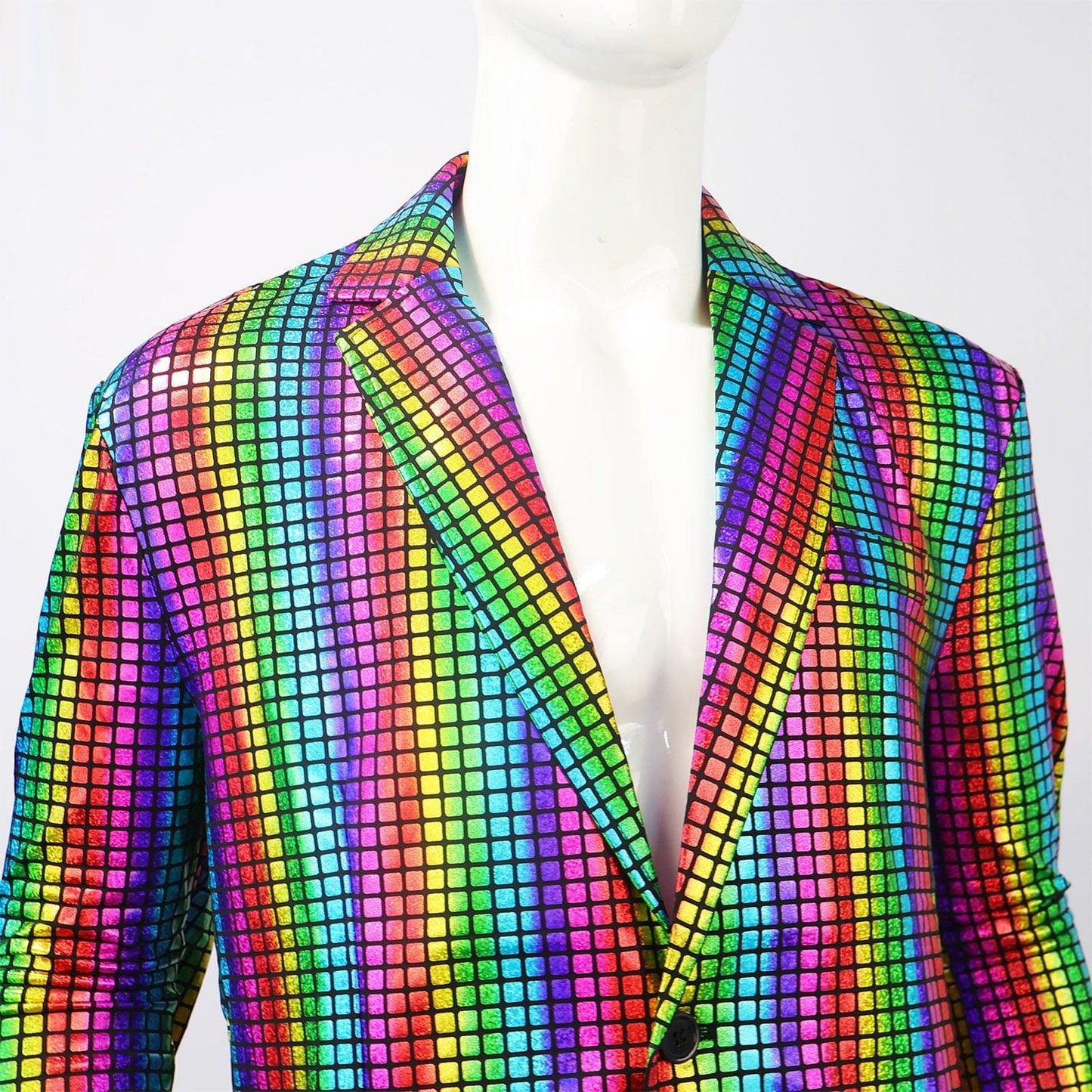 Rainbow Plaid Gilding Craft Stage Cool Performance Shiny Suit