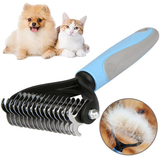 Grooming Brush For Pet Dog Cat Deshedding Tool Rake Comb Fur Remover Reduce 2-Side Dematting Tool For Dogs Cats Pets Grooming