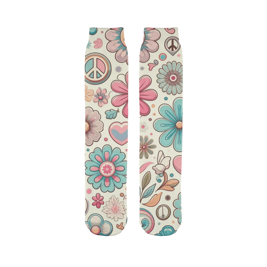 Womens Cute Boho Pastel Hippy Symbol Sublimation Socks