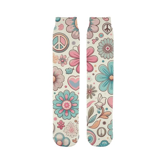 Womens Cute Boho Pastel Hippy Symbol Sublimation Socks