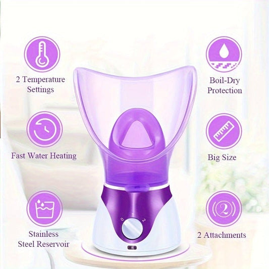 1pc Facial Steamer, Facial Skin Humidifier With Face Cover And Measure Cup, US Plug - AIBUYDESIGN