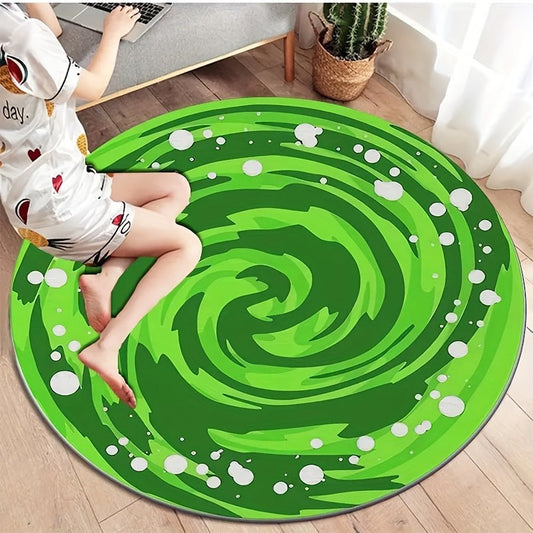 1pc Green Vortex Pattern Area Rug, Anti-fatigue Lounge Mat, Fresh Decorative Throw Carpet, Suitable For Bedroom Living Room Leisure Area Bedside Accessories Cloakroom Nursery Dining Room Home Room Supplies Spring Decor Gift - AIBUYDESIGN