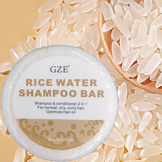 2.12oz Rice Water Shampoo Bar 2-in-1 Hair Shampoo & Conditioner Strengthens Hair Healthy Hair Penetrates Root To Tip