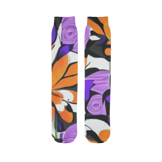 Womens Artistic Watercolor Painted Flowers Sublimation Socks