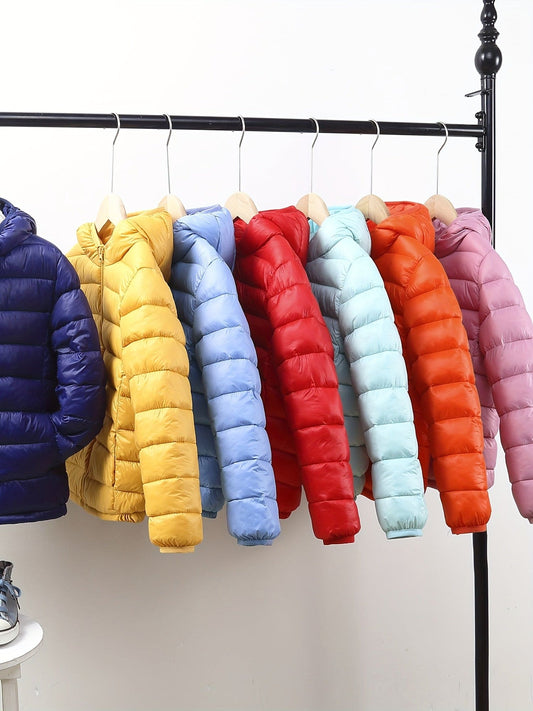 Girls Boys Cozy Hooded Winter Coat Full Zip Long Sleeve Jacket For Autumn And Winter, Everyday