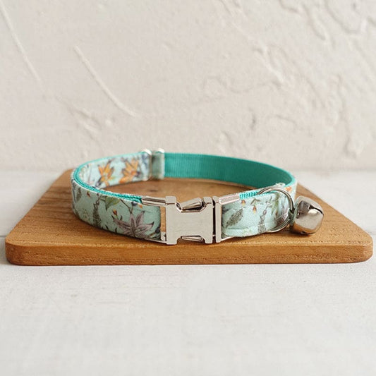 Adjustable Flowery Blue Pet Collar