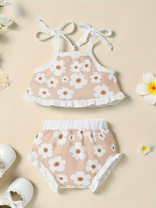 Toddler Baby Girls Summer Outfit Crop Tank Top+Floral Shorts Set  Cute 2Pcs Baby Girl Clothes Set