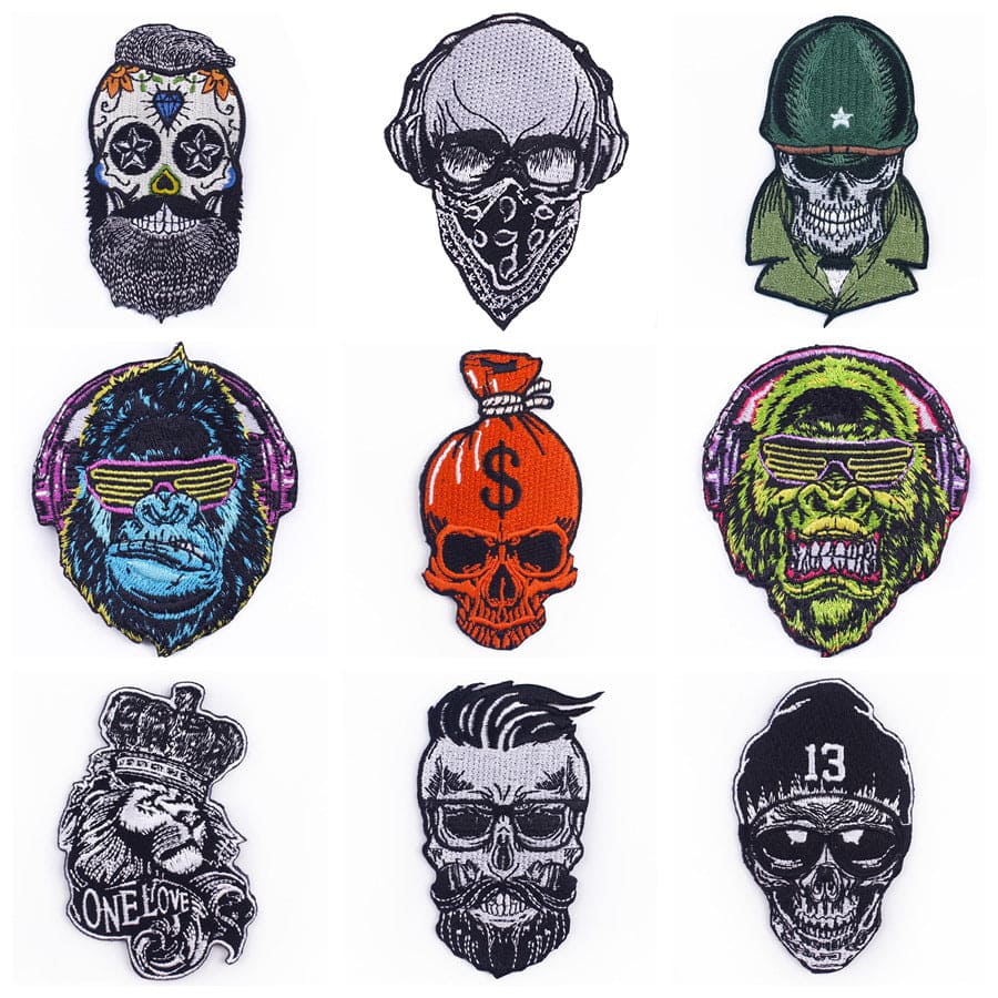 Fashion Punk Skull Embroidery Fabric Patch