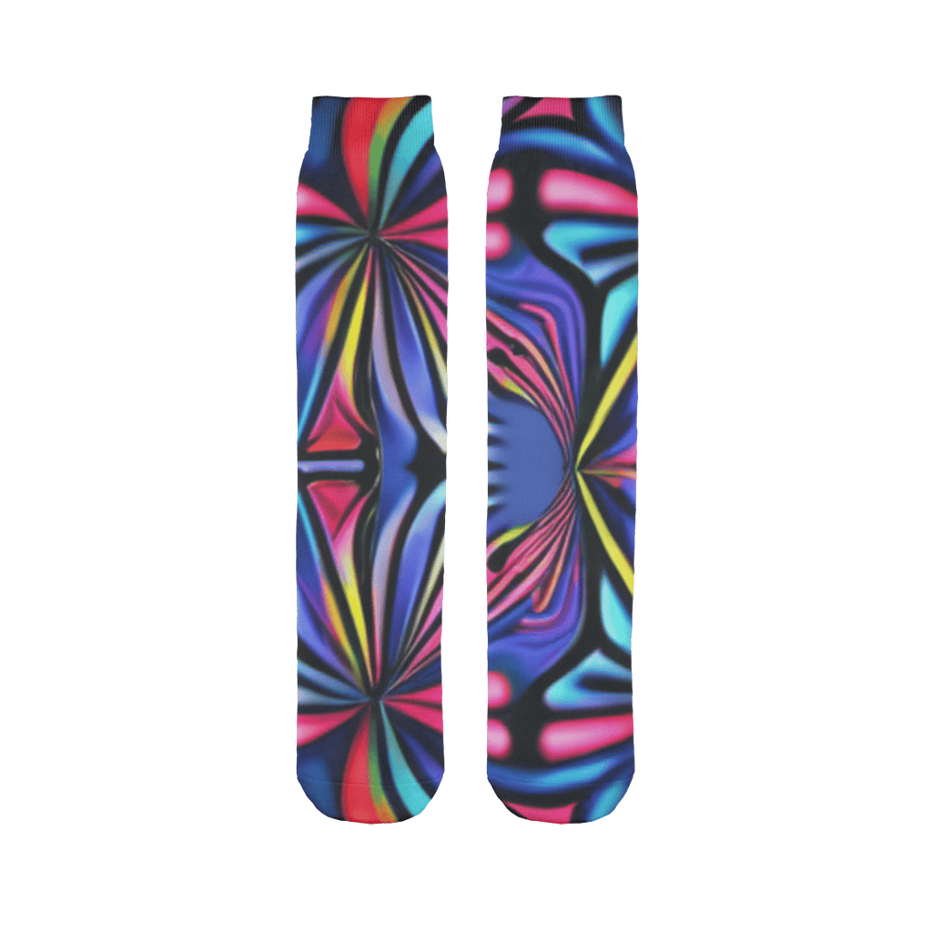 Womens Retro Colorful Fractal Prism Sublimation Socks