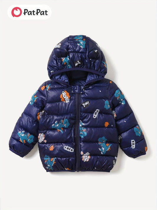 Toddler Girl/Boy Ear Design Animal Print Hooded Coat