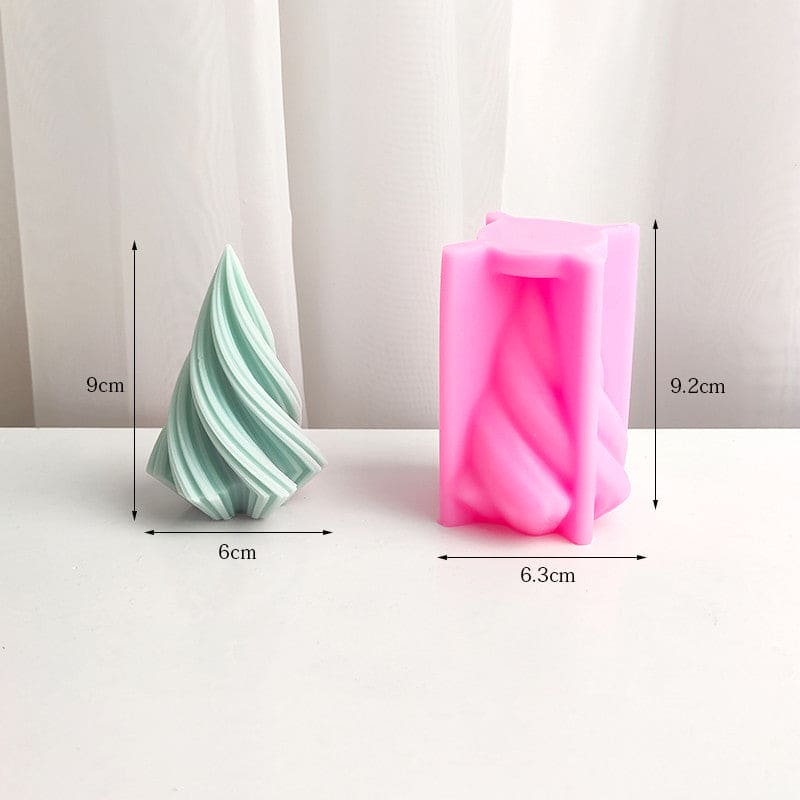 Large Rotary Cone Candle Mold DIY Christmas Tree Geometric Striped Soap Aromatherapy Resin Plaster Making Mould Home Decor Gift