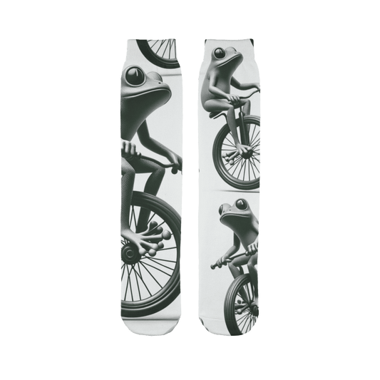 Womens Oh Snap! Funny Frog Riding Unicycle Sublimation Socks