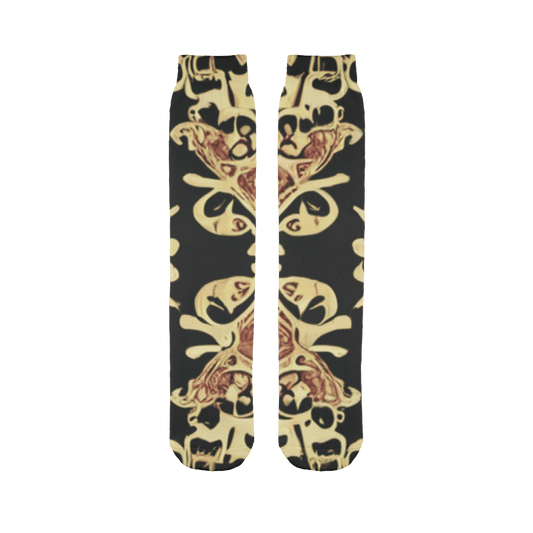 Womens Ornate Regal Gold & Black Sublimation Socks