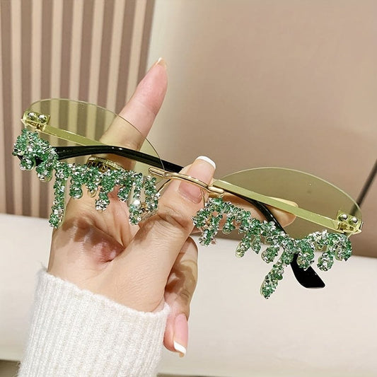 Eyes-Tearing Shaped For Women Shiny Rhinestone Candy Color Funny Shades Props For Beach Party Prom