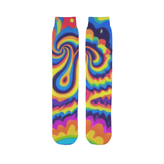 Womens Trippy Rainbue Hues Boho Sublimation Socks