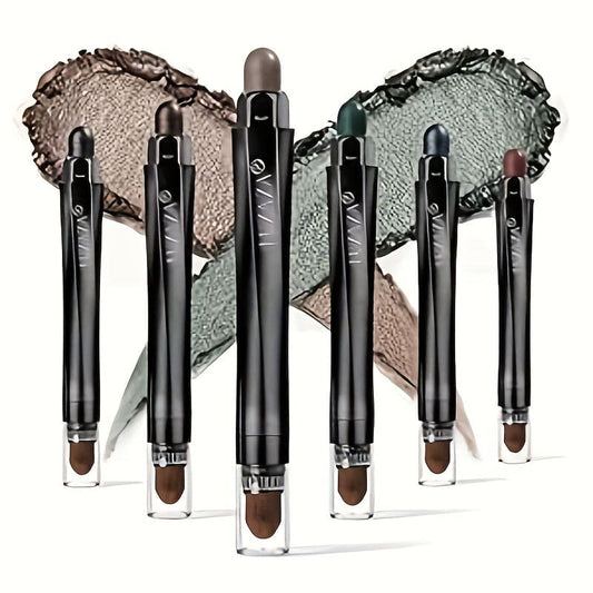 LUXAZA-6PCS Cream Eyeshadow Stick, Matte And Shimmer Neutral Brown Eyeshadow Pencil Crayon, Hypoallergenic, Highlighter, Pro Waterproof & Long Lasting Eye Shadow And Eyeliner Pen Sets