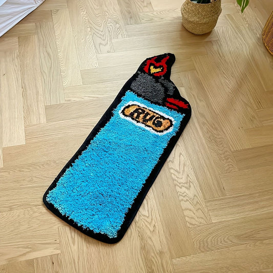 1pc Lighter-shaped Rug, Art Element Throw Carpet, Washable Furniture Mat, For Bedroom Living Room Bathroom Home Room Supplies Spring Decor Gift Shower Supplies Entryway Sofa Seat Floating Window Spring Decor