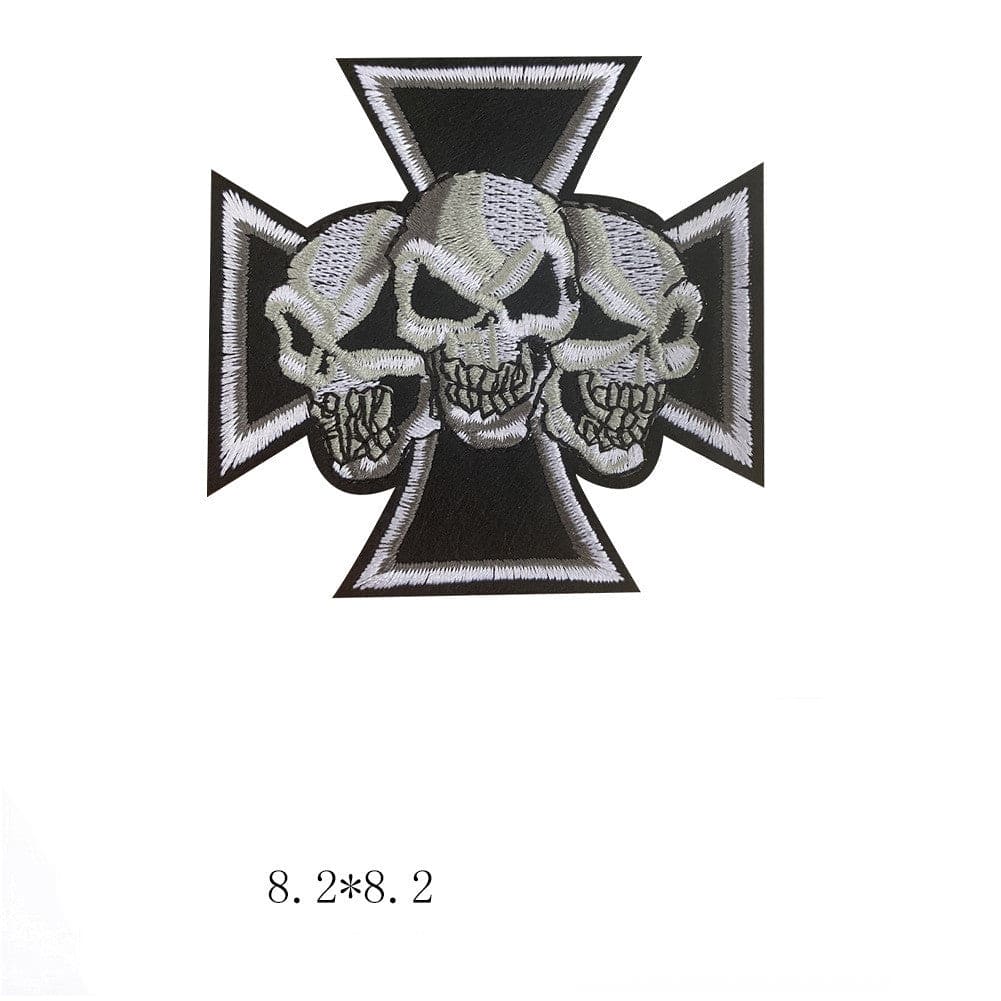 Cartoon Embroidery Chapter Cross Skull Embroidery Fabric Patch