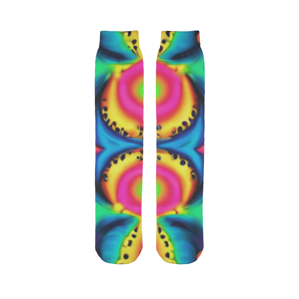 Womens Trippy Neon Dreamscape Waves Sublimation Socks