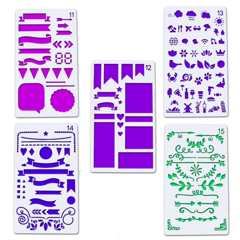 5 Pieces Lace Letter Printing Hollow Coloring Embossing Scrapbook Diary Template Decoration