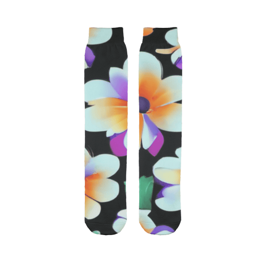 Womens Chic Flowery Essence Pastel Colored Sublimation Socks