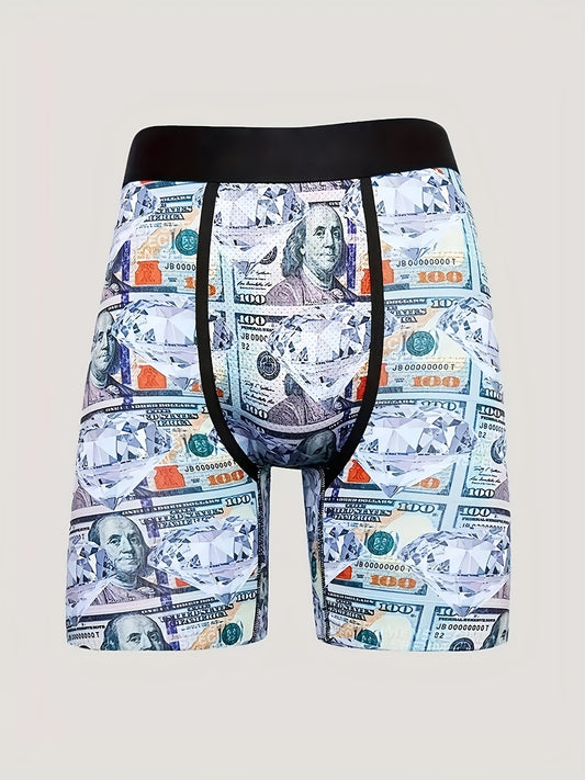 Men's Long Boxer Briefs, Elastic Stretch Novelty Underwear Underpants
