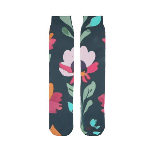 Womens Pastel Hues Flowery Boho Sublimation Socks