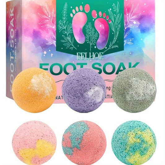 6pcs, Foot Bath Bombs, Foot Soak Bath Salt, Foot Spa Bombs Infused With Essential Oils, Suitable For Dry And Cracked Feet, A Gift For Women