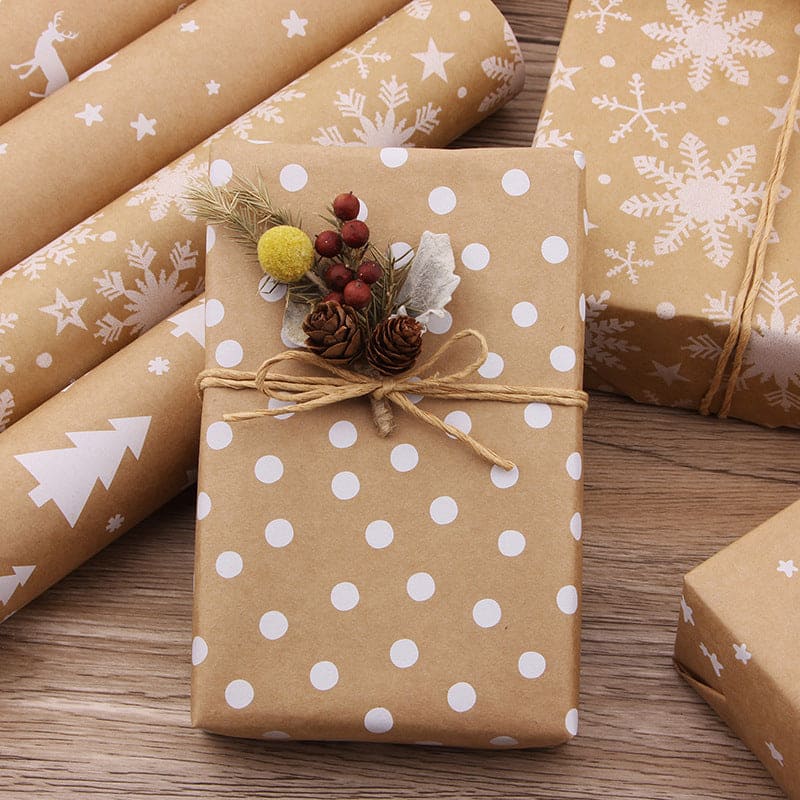 90g Kraft Paper Retro Christmas Tree Snowflake Gift Wrapping Paper
