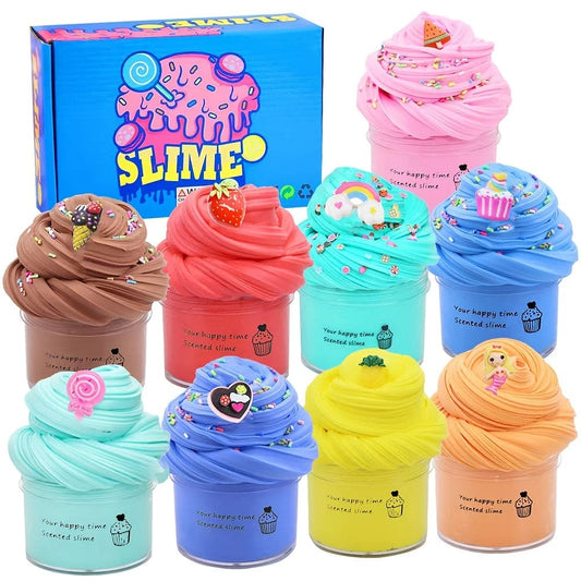 9-Color Slime Kit For Kids - Cotton Flower Mud, Eraser Mud, Butter Mud - Non-Sticky Fun!